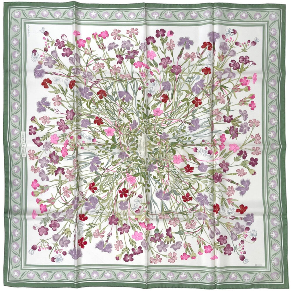 Hermes Carre 90 Oeillets Sauvages Et Autres Caryophyllees Scarf Muffler Wild ...